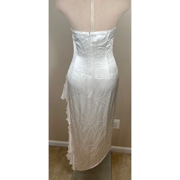 Retrofete Lorelai Strapless Ruched Draped Ruffle Asymmetric Maxi Dress Sz Small - Picture 14 of 15